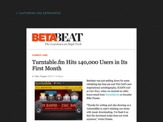 1. CAPTURING THE EXPERIENCE
 