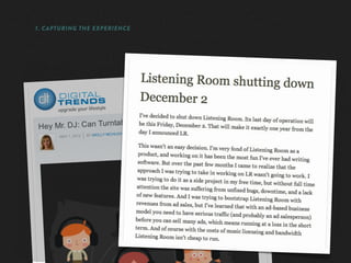 1. CAPTURING THE EXPERIENCE
 