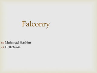 Falconry 
 Muhanad Hashim 
 H00234744 
 