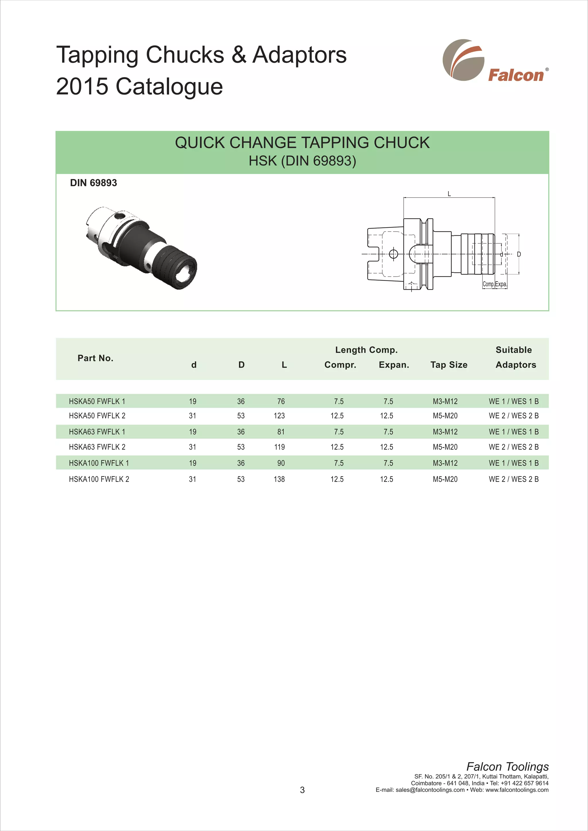 Falcon tapping holders catalogue 2015 PDF