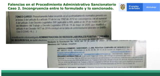 Falencias en el Procedimiento Administrativo Sancionatorio
Caso 2. Incongruencia entre lo formulado y lo sancionado.
 