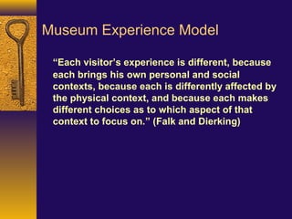 Museum Experience as defined by John Falk & Lynn Dierking 2013 | PPT