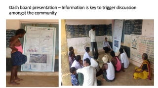 Dash board presentation – Information is key to trigger discussion
amongst the community
 