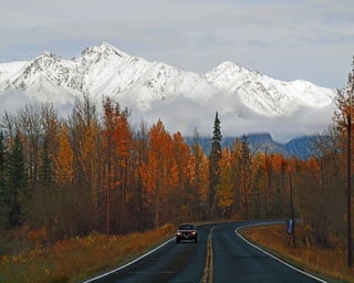 Autumn on Knik River Road in Palmer, Alaska