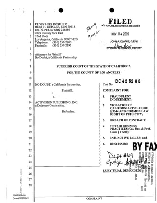 Fall 2010 open memo assignment no doubt v. activision right of publicity california complaint pdf