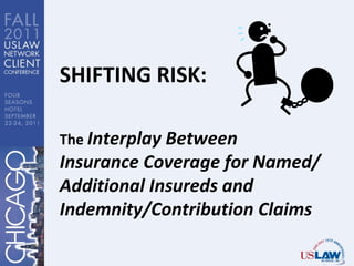 SHIFTING RISK: The  Interplay Between  Insurance Coverage for Named/Additional Insureds and  Indemnity/Contribution Claims 