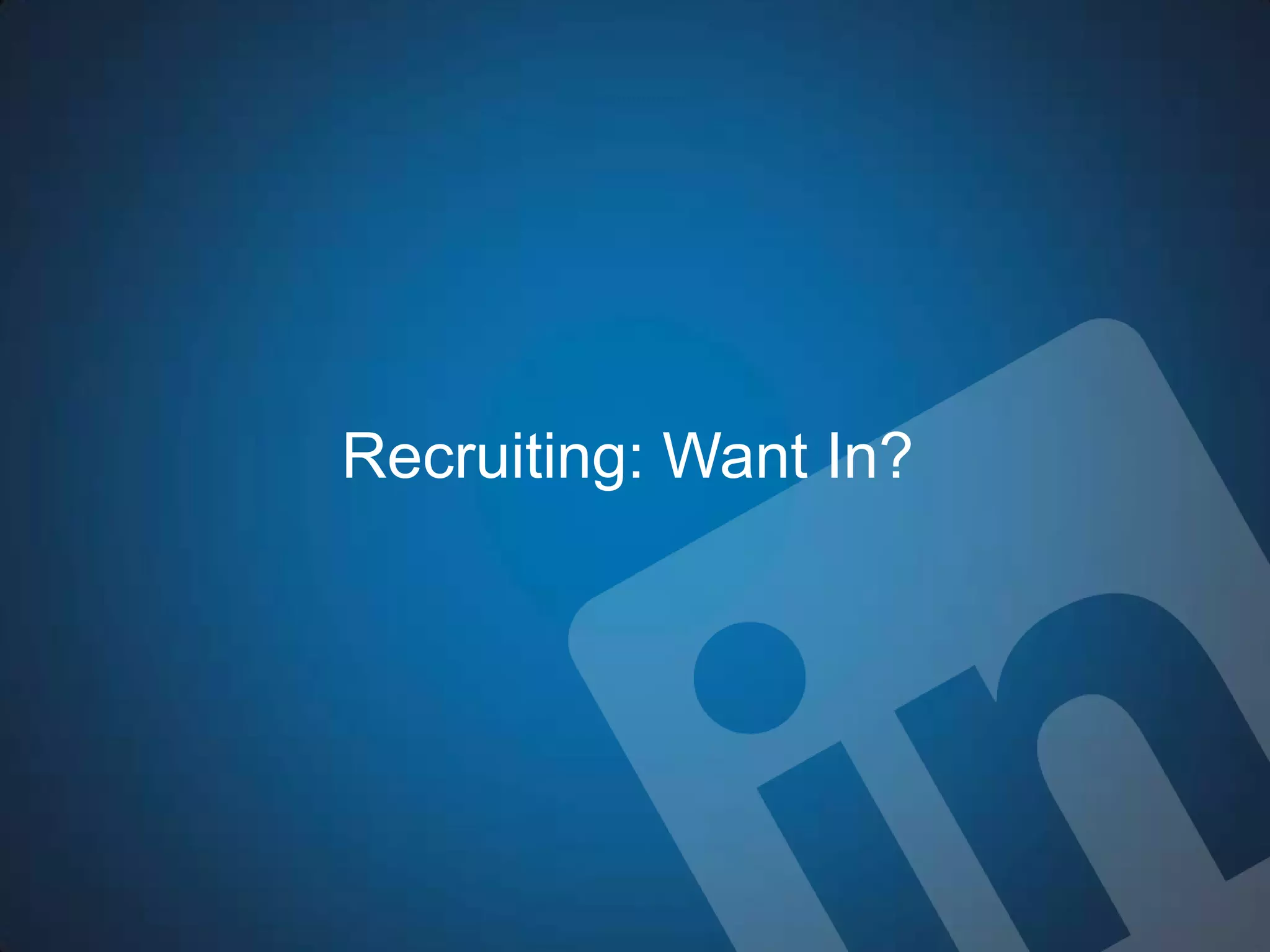 Recruiting: Want In?
 
