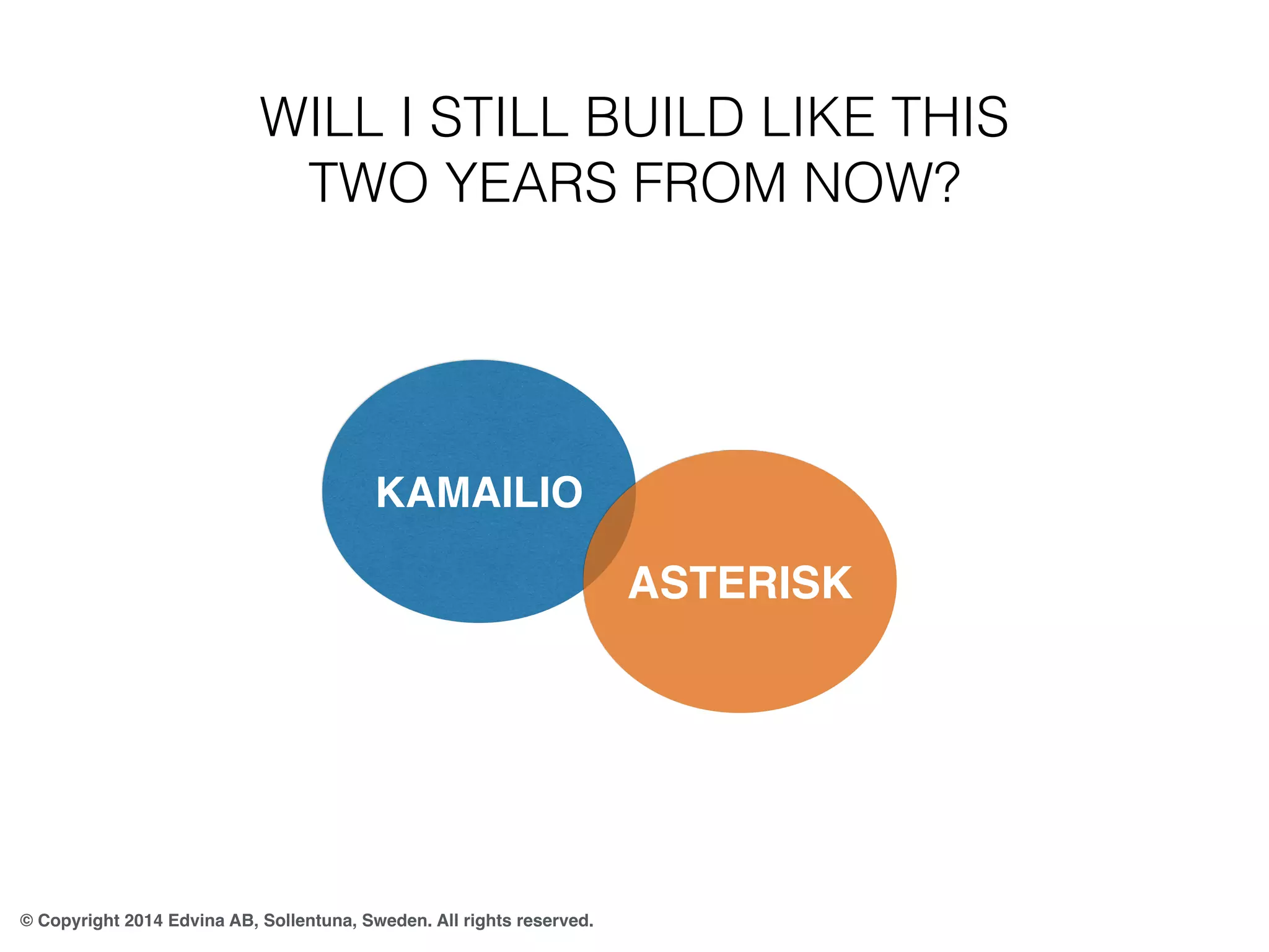 WILL I STILL BUILD LIKE THIS 
TWO YEARS FROM NOW? 
KAMAILIO 
© Copyright 2014 Edvina AB, Sollentuna, Sweden. All rights reserved. 
ASTERISK 
 