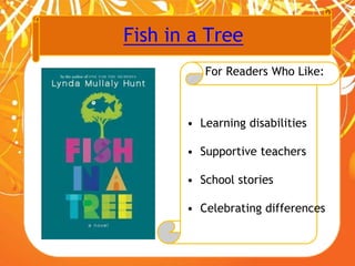 Fish in a Tree
For Readers Who Like:
• Learning disabilities
• Supportive teachers
• School stories
• Celebrating differences
 
