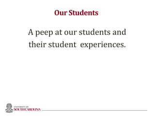 Our Students
A peep at our students and
their student experiences.
19
 
