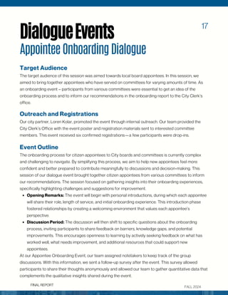 FALL 2024
DialogueEvents
FINAL REPORT
AppointeeOnboardingDialogue
Event Outline
The onboarding process for citizen appoint...