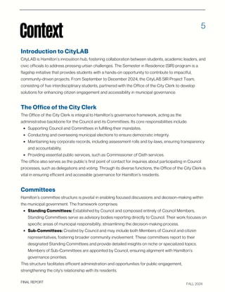 Context
Introduction to CityLAB
CityLAB is Hamilton’s innovation hub, fostering collaboration between students, academic l...