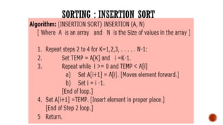 SORTING ; INSERTION SORT
 