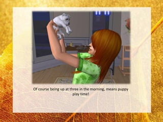 Of course being up at three in the morning, means puppy
                        play time!
 