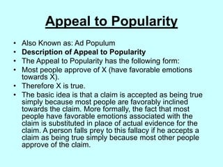 Popularity Appeal Example Fallacies | PPT
