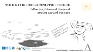 fallacies, futures & forecast
seeing around corners
TOOLS FOR EXPLORINGTHE FUTURE
TRADECRAFTOFTRANSFORMATION
gar@businessmodeladventures.com
@aspiringarc
 