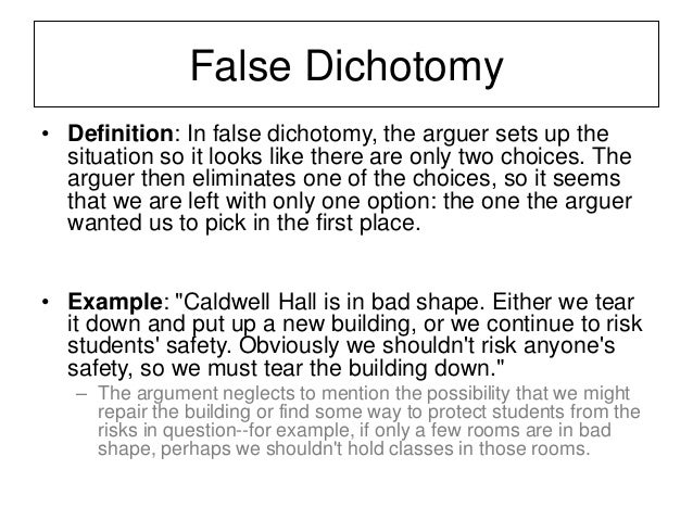 Dichotomy Meaning : False Dichotomy Meaning In Philosophy : In other ...