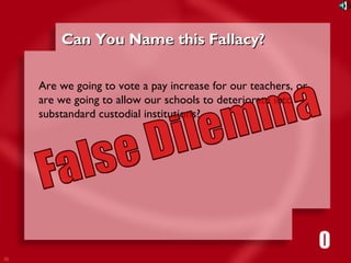 36 
CCaann YYoouu NNaammee tthhiiss FFaallllaaccyy?? 
Are we going to vote a pay increase for our teachers, or 
are we going to allow our schools to deteriorate into 
substandard custodial institutions? 
1111116980534271053421 
 