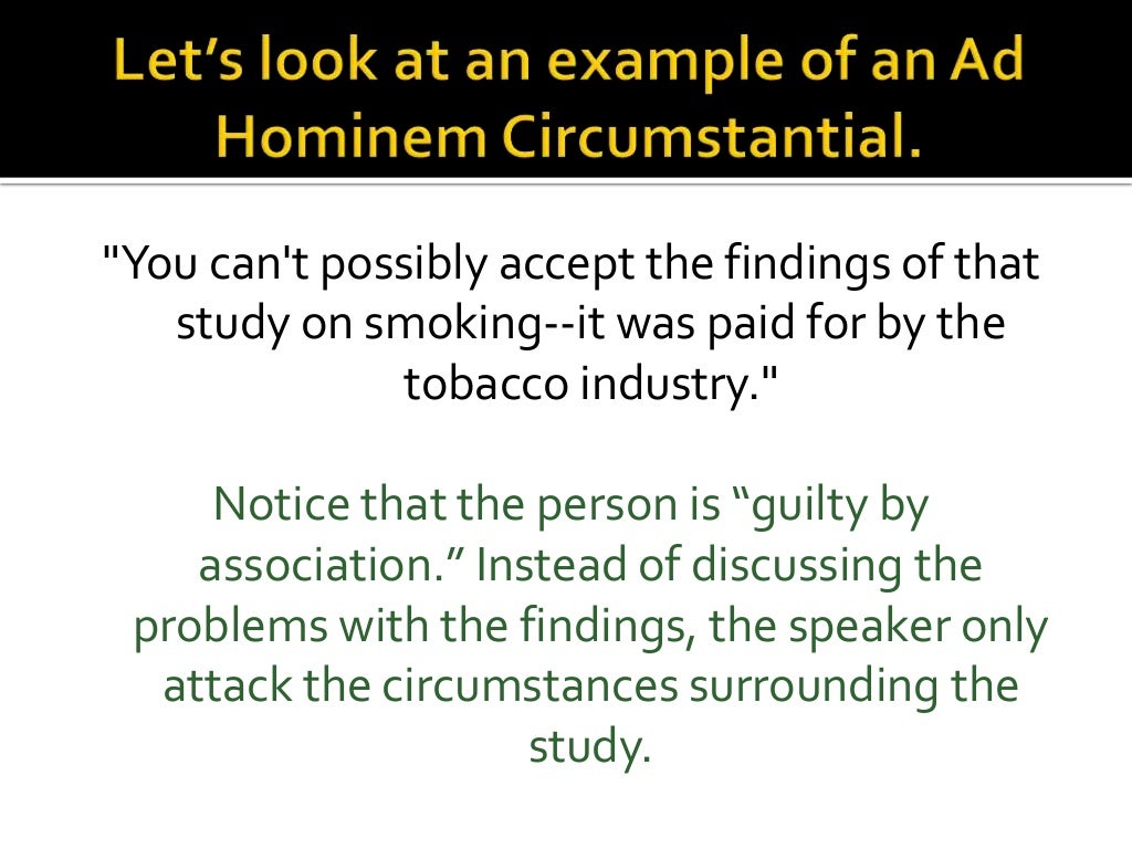 Fallacy lecture slippery slope, ad hominem, hasty generalization