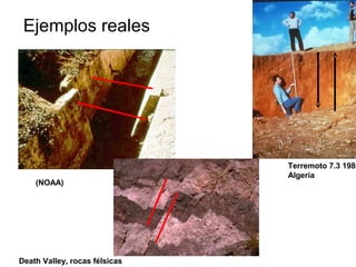 Ejemplos reales
(NOAA)
Death Valley, rocas félsicas
Terremoto 7.3 1980
Algeria
 