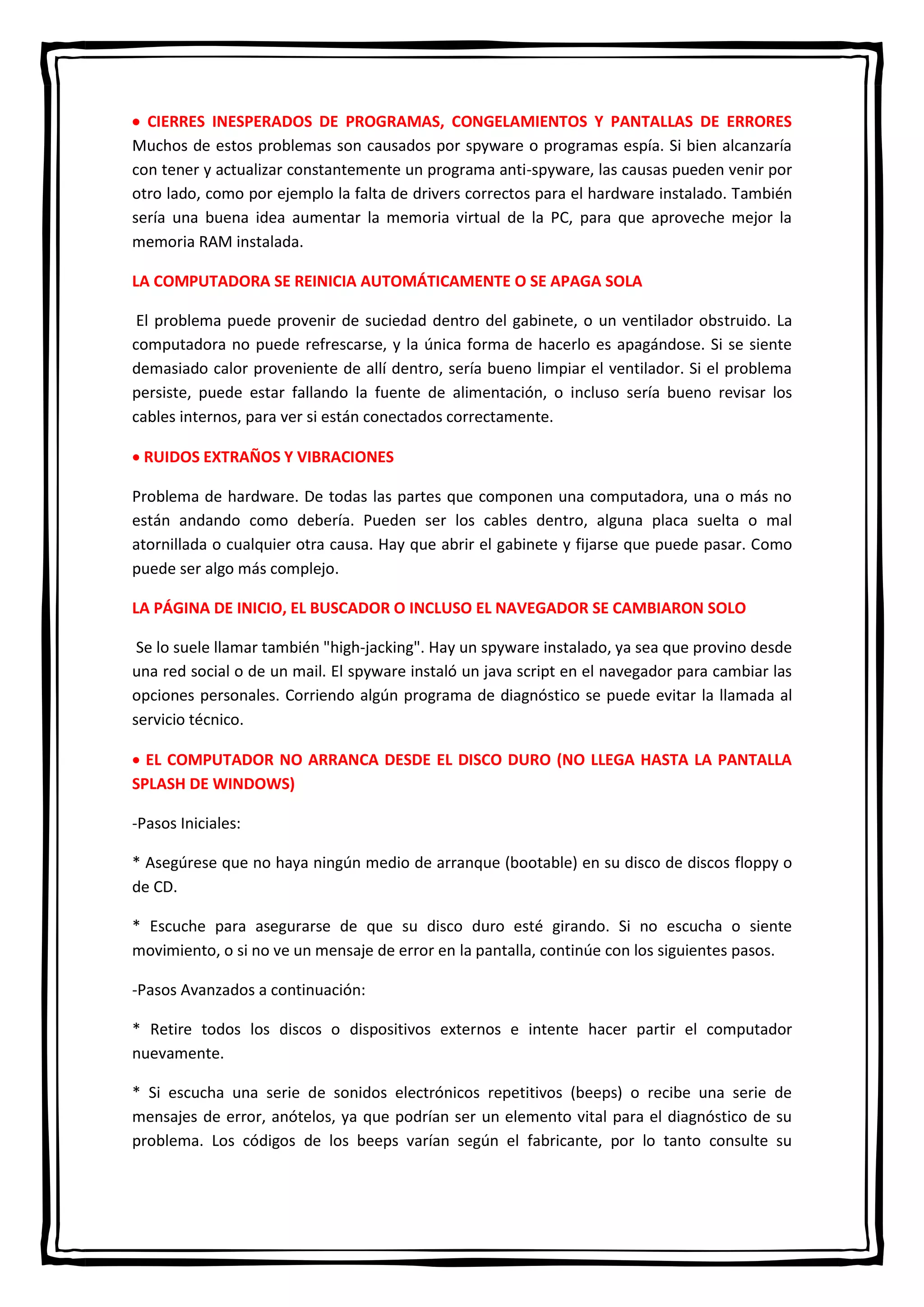 Fallas Comunes Y Soluciones Pdf