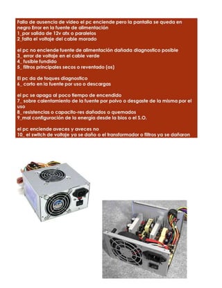 Fallas en la fuente de poder