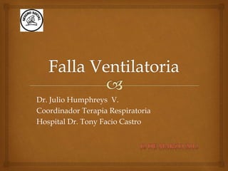 Dr. Julio Humphreys V.
Coordinador Terapia Respiratoria
Hospital Dr. Tony Facio Castro
 