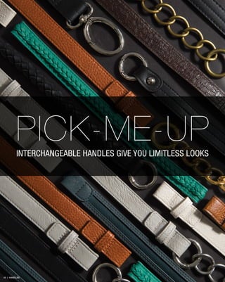 PICK-ME-UPINTERCHANGEABLE HANDLES GIVE YOU LIMITLESS LOOKS
43 | HANDLES
 