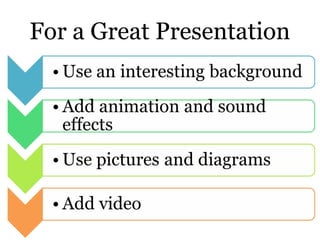 For a Great Presentation 
 