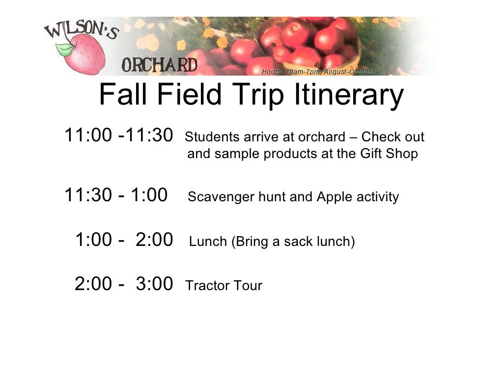 Fall Field Trip Itinerary