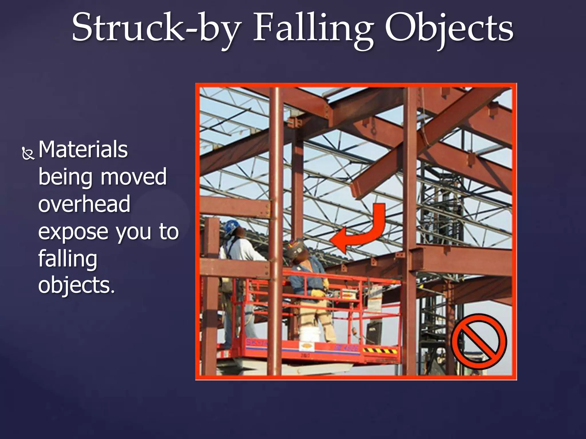 Struck-by Falling Objects


Materials
being moved
overhead
expose you to
falling
objects.

 