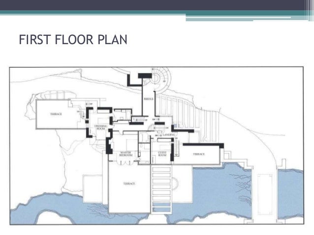 Frank Lloyd Wright Falling Water Main Floor Blueprint Plan