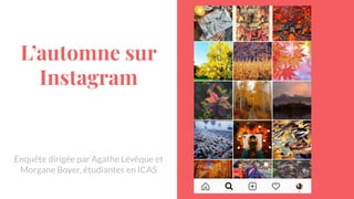 L’automne sur
Instagram
Enquête dirigée par Agathe Lévêque et
Morgane Boyer, étudiantes en ICAS
 