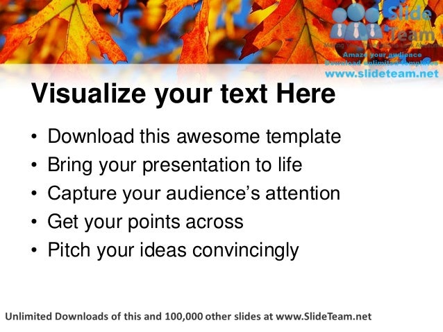 fall oak leaves nature power point themes templates and slides ppt de