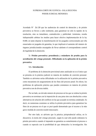 SUPREMA CORTE DE JUSTICIA - SALA SEGUNDA
PODER JUDICIAL MENDOZA
Acordada Nº 26.120 que las audiencias de control de detenc...