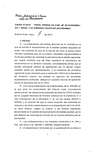 Fallo de la jueza  Rodriguez Vidal a favor del gobierno en Papel Prensa