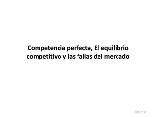 Diap. N° 17
Competencia perfecta, El equilibrio
competitivo y las fallas del mercado
 
