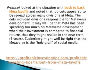 Fallout from Meta Layoffs