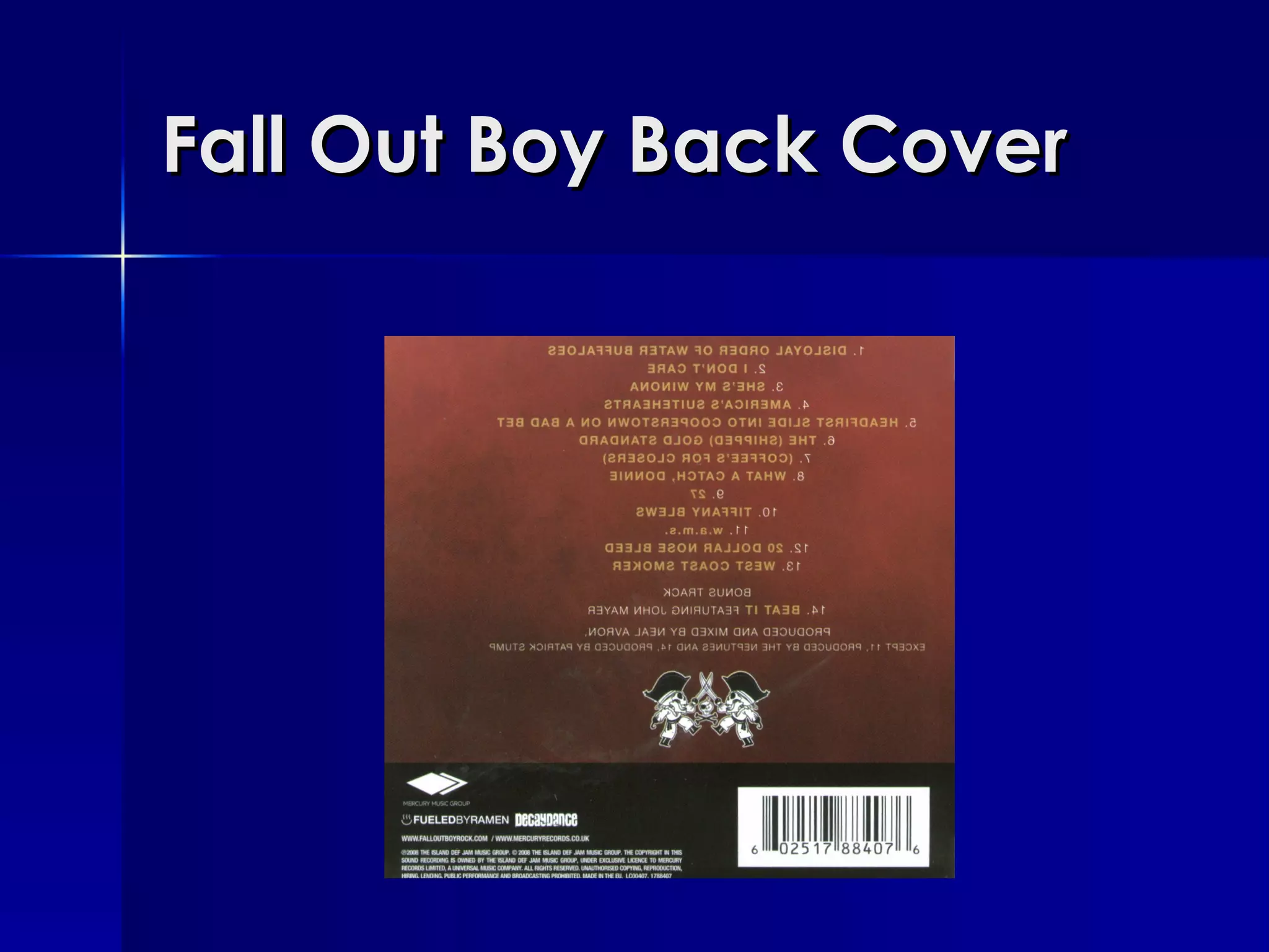 Fall Out Boy Back Cover 