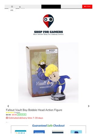  0 ITEMS
LOG IN
Color
Sneak
Sale Ends Once The Timer Hits Zero!
Fallout Vault Boy Bobble Head Action Figure
     8 reviews
$37.99 $26.99 SAVE $11.00
 Estimated delivery time 7-30 days
USD
 