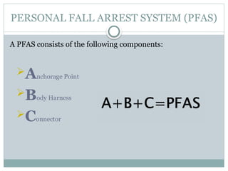 Pfas Fall FALL PREVENTION SYSTEM (JOHAN).pptx..... | PPTX