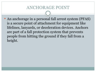 Anchorage Point Signage FALL PREVENTION SYSTEM (JOHAN).pptx..... | PPTX