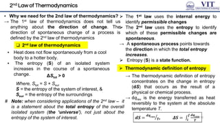 2nd Law of Thermodynamics
▪ Why we need for the 2nd law of thermodynamics?
→ The 1st law of thermodynamics does not tell u...