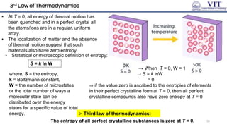 3rd Law of Thermodynamics
The entropy of all perfect crystalline substances is zero at T = 0.
⮚ Third law of thermodynamic...