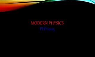 MODERN PHYSICS
PHY1005
 