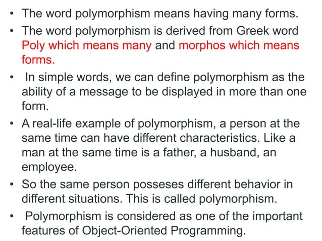 Presentation on polymorphism in c++.pptx | Programming Languages ...
