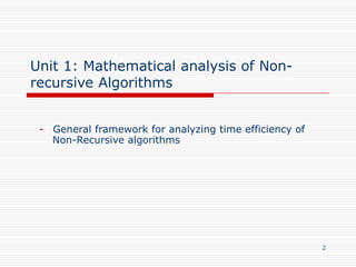 DSA-Mathematical analysis and Recursive Algorithm Analysis | PPTX