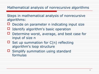 DSA-Mathematical analysis and Recursive Algorithm Analysis | PPTX