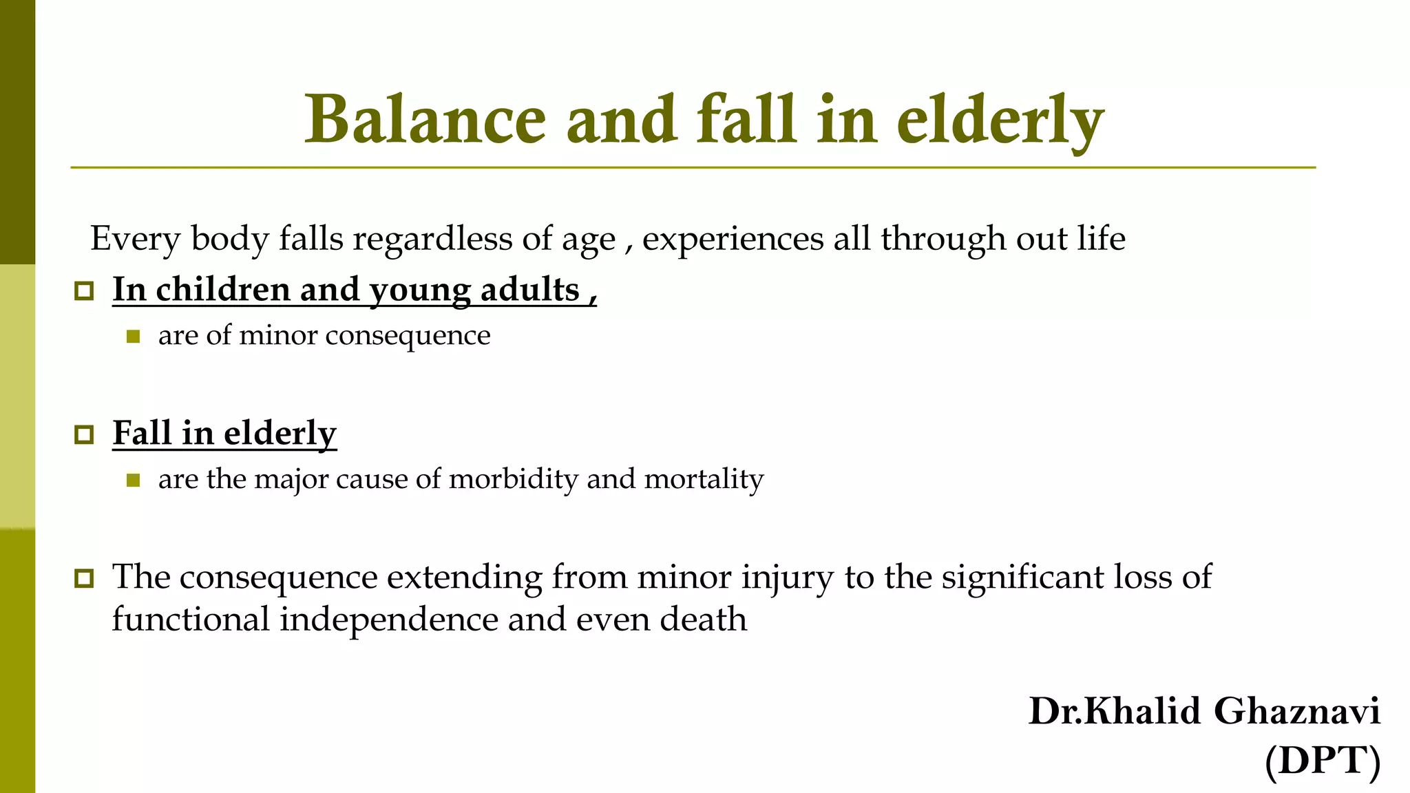 Falls and Preventive Measure of Fall in Elderly | PDF