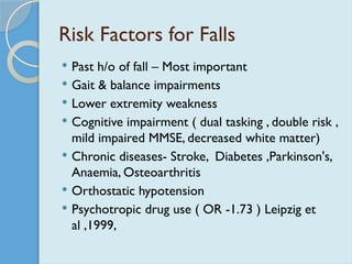 risk factors & prevention of Falls in Elderly | PPTX